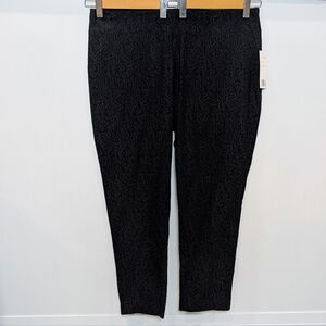 FOCUS 2000 | Women's Black Subtle Floral Techno Thin Leg Pull-on Stretchy Pants
